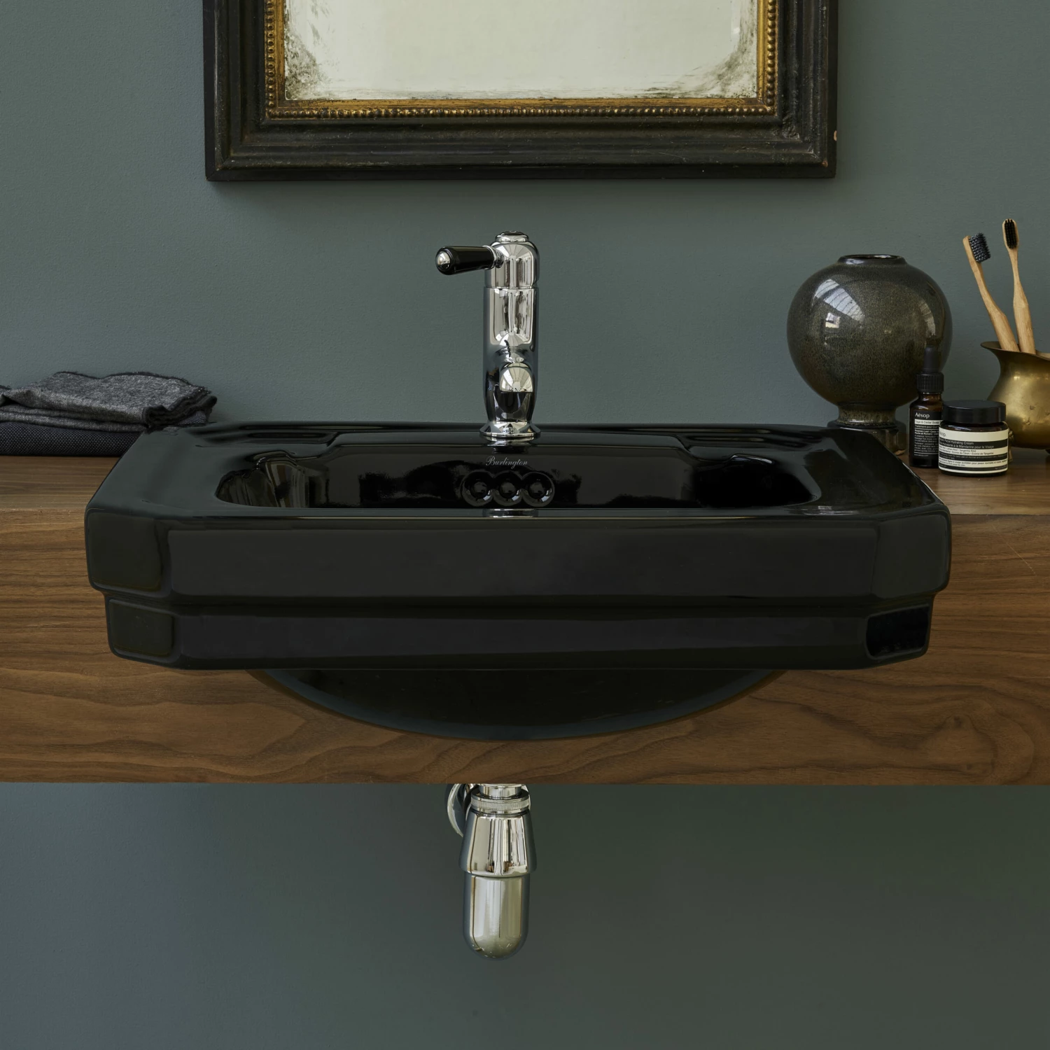 Burlington Contemporary Semi-Recessed Basin 580mm Wide 1 TH - Jet Black 5 Burlington Contemporary Semi-Recessed Basin 580mm Wide 1 TH - Jet Black - Image 3