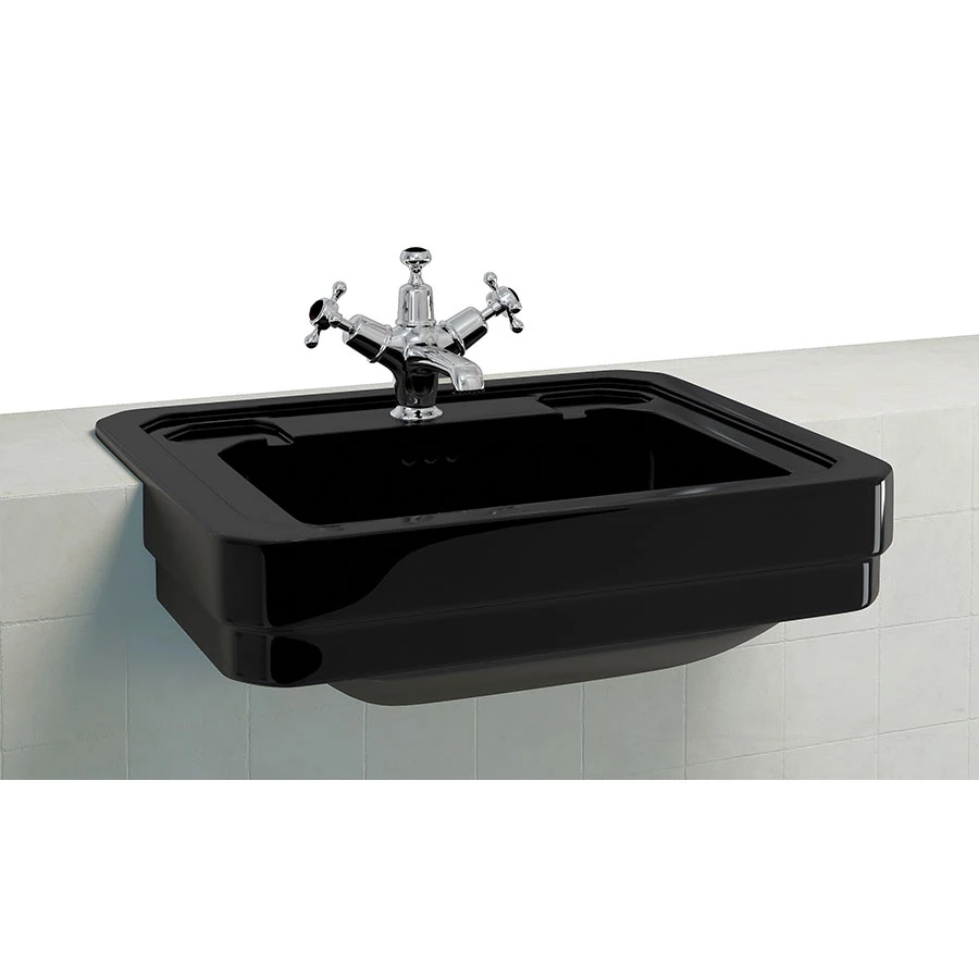 Burlington Contemporary Semi-Recessed Basin 580mm Wide 1 TH - Jet Black 4 Burlington Contemporary Semi-Recessed Basin 580mm Wide 1 TH - Jet Black - Image 2