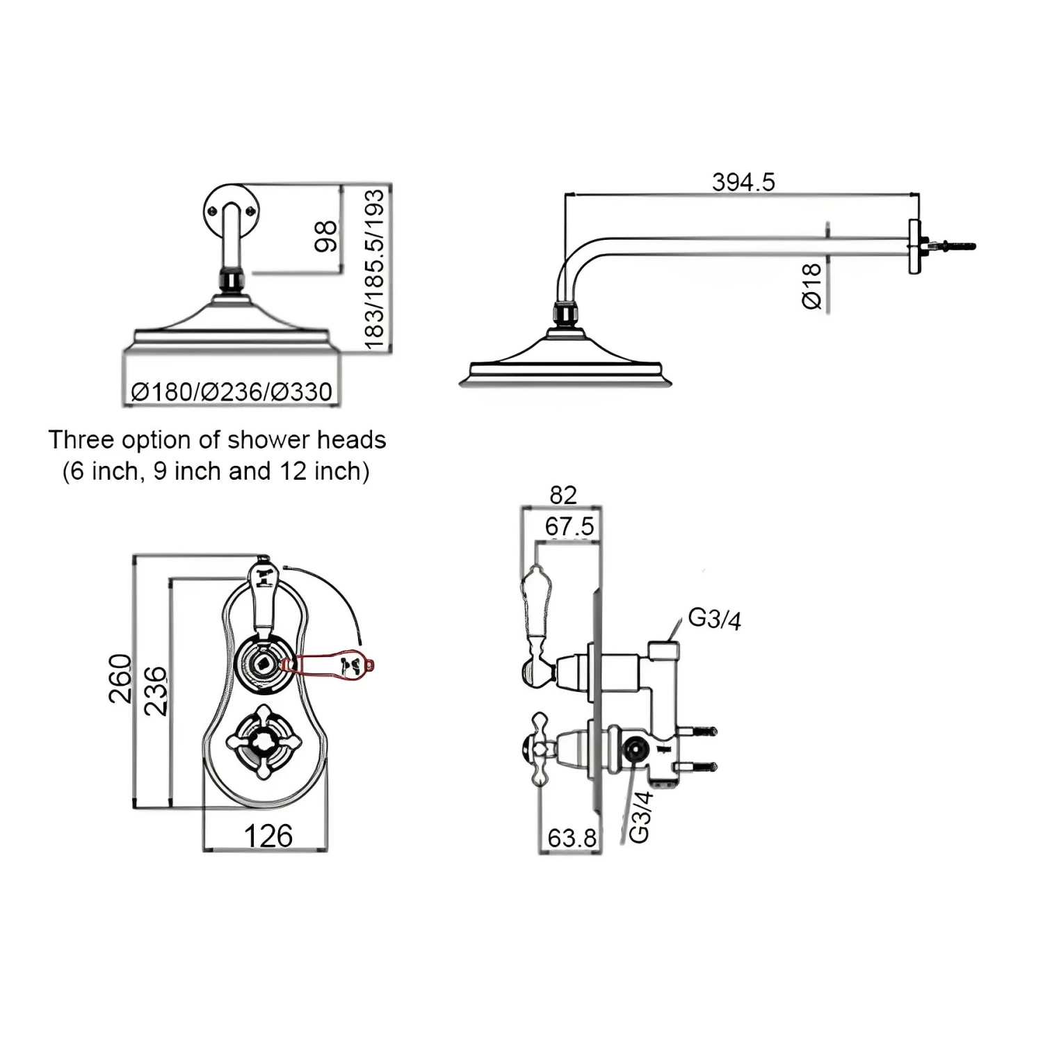 Burlington Severn Dual Concealed Mixer Shower 6inch Fixed Head 8 Burlington Severn Dual Concealed Mixer Shower 6inch Fixed Head - Image 6