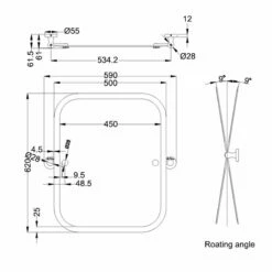 Burlington Rectangular Swivel Mirror With Round Edge 620mm High X 500mm Wide - Chrome