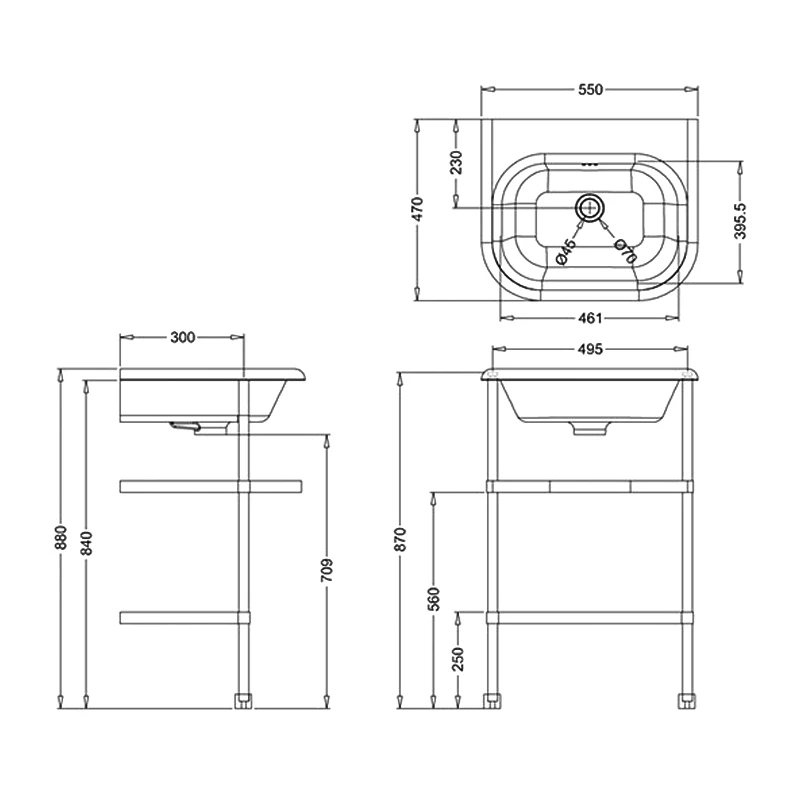 Burlington Traditional Natural Stone Basin And Wash Stand 550mm Wide 0 Tap Hole 3 Burlington Traditional Natural Stone Basin And Wash Stand 550mm Wide 0 Tap Hole