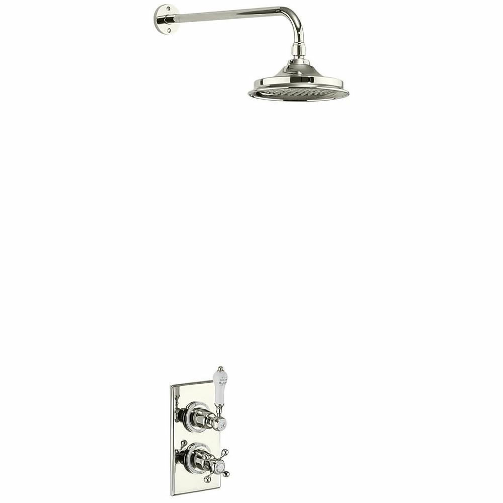 Burlington Trent Dual Concealed Mixer Shower With White Ceramic Lever And 9 Inch Fixed Head - Nickel 4 Burlington Trent Dual Concealed Mixer Shower With White Ceramic Lever And 9 Inch Fixed Head - Nickel - Image 2