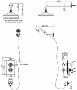 Burlington Trent Thermostatic Dual Concealed Mixer Shower With Shower Kit And 6 Inch Fixed Head - Medici/Chrome -HEATANDPLUMB Sales burlington trent complete mixer shower tf2sbla v60 4