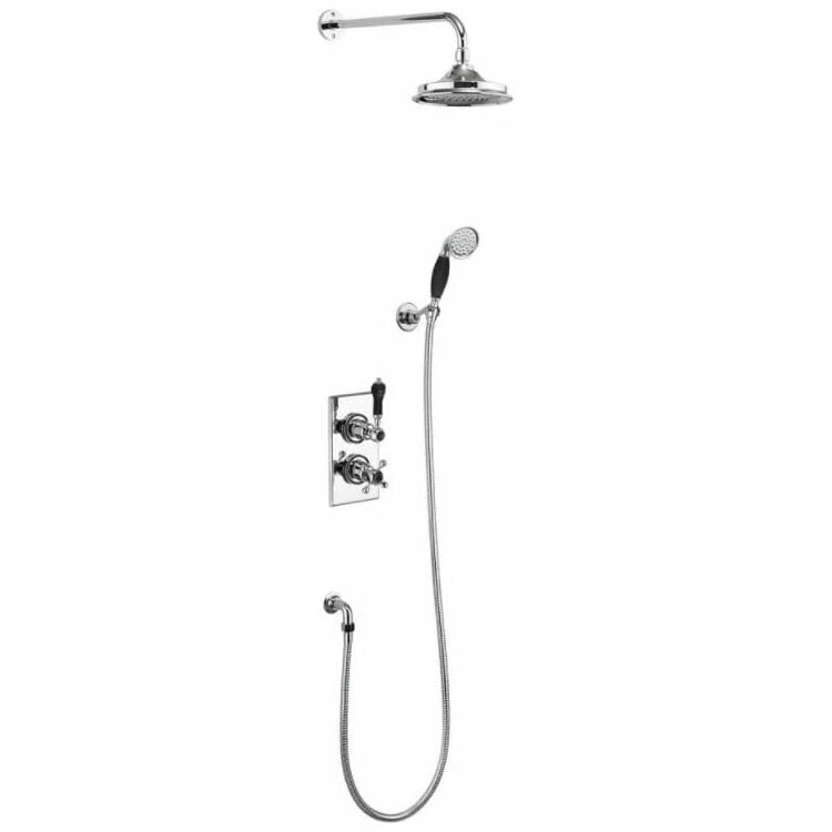 Burlington Trent Thermostatic Dual Concealed Mixer Shower With Shower Kit And 12 Inch Fixed Head - Black/Chrome 4 Burlington Trent Thermostatic Dual Concealed Mixer Shower With Shower Kit And 12 Inch Fixed Head - Black/Chrome - Image 2