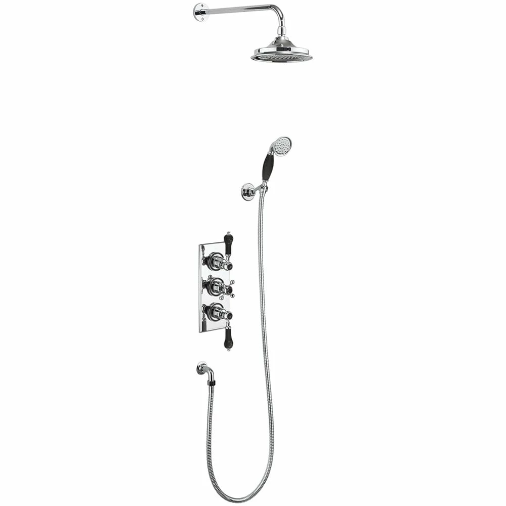 Burlington Trent Thermostatic Triple Concealed Mixer Shower With Shower Kit And 12 Inch Fixed Head - Black/Chrome 4 Burlington Trent Thermostatic Triple Concealed Mixer Shower With Shower Kit And 12 Inch Fixed Head - Black/Chrome - Image 2