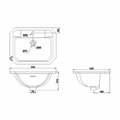 Burlington Victorian Inset Counter Top Basin 540mm Wide 1 Tap Hole