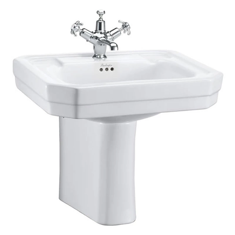 Burlington Victorian Basin With Semi Pedestal 560mm Wide - 1 Tap Hole 3 Burlington Victorian Basin With Semi Pedestal 560mm Wide - 1 Tap Hole
