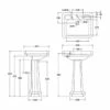 Burlington Victorian Basin With Full Pedestal 560mm Wide 3 Tap Hole 1 Burlington Victorian Basin With Full Pedestal 560mm Wide 3 Tap Hole -HEATANDPLUMB Sales burlington victorian basin b23th p1 1