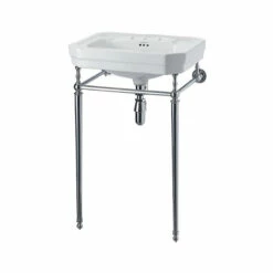 Burlington Victorian Basin With Chrome Wash Stand 560mm Wide 3 Tap Hole