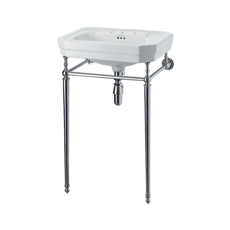 Burlington Victorian Basin With Chrome Wash Stand 560mm Wide 3 Tap Hole 3 Burlington Victorian Basin With Chrome Wash Stand 560mm Wide 3 Tap Hole