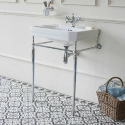 Burlington Victorian Basin With Chrome Wash Stand 610mm Wide 1 Tap Hole 7 Burlington Victorian Basin With Chrome Wash Stand 610mm Wide 1 Tap Hole -HEATANDPLUMB Sales burlington victorian basin b31th t23a 1