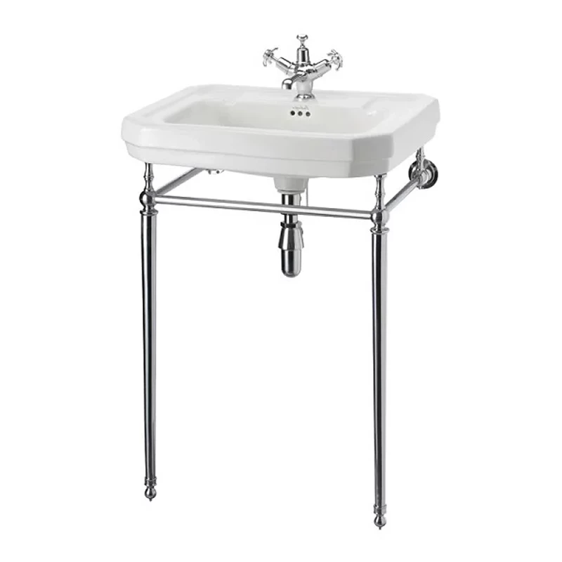 Burlington Victorian Basin With Chrome Wash Stand 610mm Wide 1 Tap Hole 4 Burlington Victorian Basin With Chrome Wash Stand 610mm Wide 1 Tap Hole - Image 2