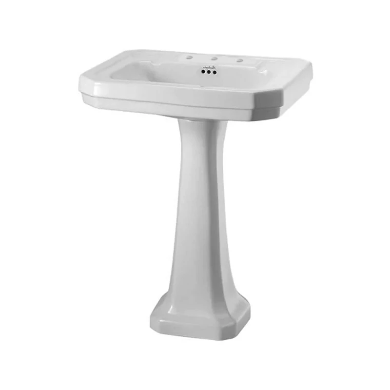 Burlington Victorian Basin With Regal Full Pedestal 610mm Wide 3 Tap Hole 4 Burlington Victorian Basin With Regal Full Pedestal 610mm Wide 3 Tap Hole - Image 2