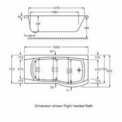 Carron Delta P-Shaped Shower Bath 1700mm X 700/800mm Right Handed - 5mm Acrylic -HEATANDPLUMB Sales carron delta showerbath bath 02078 1