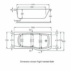 Carron Delta P-Shaped Shower Bath 1700mm X 700/800mm Right Handed - Carronite 9 Carron Delta P-Shaped Shower Bath 1700mm X 700/800mm Right Handed - Carronite -HEATANDPLUMB Sales carron delta showerbath bath 02078