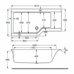 Carron Urban Edge L-Shaped Shower Bath 1575mm X 700mm/850mm Left Handed - Carronite 15 Carron Urban Edge L-Shaped Shower Bath 1575mm X 700mm/850mm Left Handed - Carronite -HEATANDPLUMB Sales carron urban edge bath 02427 4
