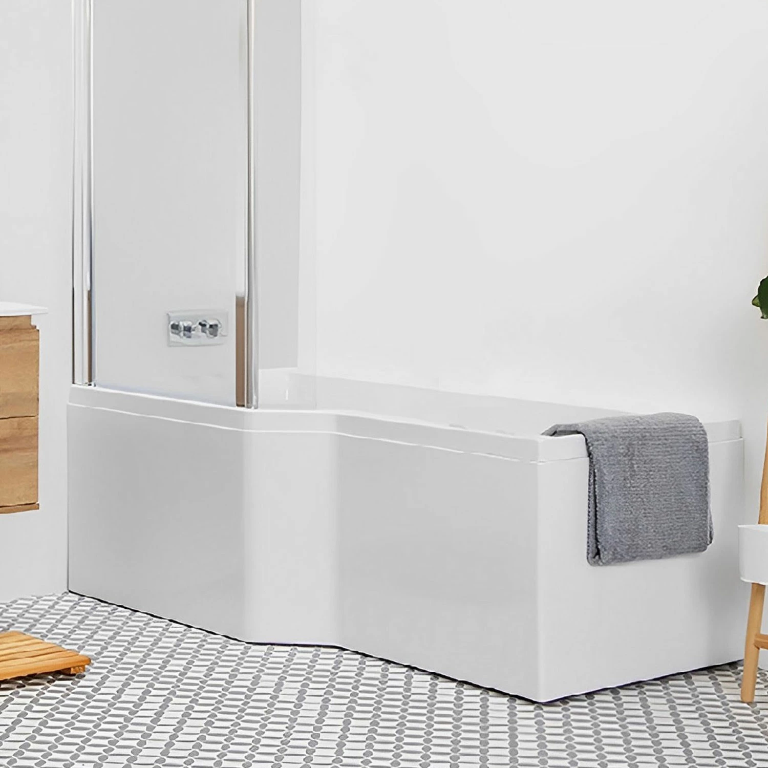 Carron Urban Edge L-Shaped Shower Bath 1675mm X 700mm/850mm Left Handed - 5mm Acrylic 4 Carron Urban Edge L-Shaped Shower Bath 1675mm X 700mm/850mm Left Handed - 5mm Acrylic - Image 2