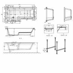 Cleargreen Ecosquare Shower Bath 1700mm X 850mm/700mm - Left Handed