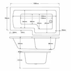 Delphi Berg L-Shaped Premier Shower Bath 1500mm X 700/850mm - Right Handed -HEATANDPLUMB Sales delphi berg bath sy bel15rp 3