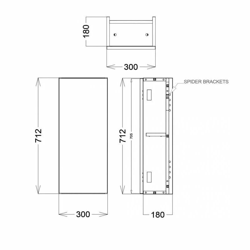 Delphi Blend Single Door Wall Unit 300mm Wide - Matt Grey 4 Delphi Blend Single Door Wall Unit 300mm Wide - Matt Grey - Image 2
