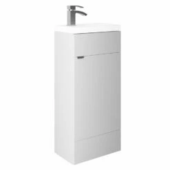 Delphi Blend Floor Standing 1-Door Compact Vanity Unit With Basin 400mm Wide - Matt Grey