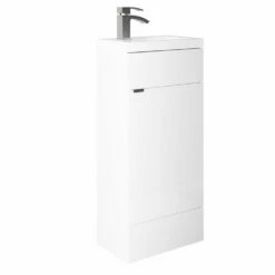 Delphi Blend Floor Standing 1-Door Compact Vanity Unit With Basin 400mm Wide - Matt White