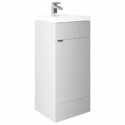 Delphi Blend Floor Standing 1-Door Full Depth Vanity Unit With Basin 400mm Wide - Matt Grey
