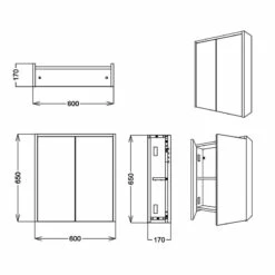 Delphi Craft 2-Door Mirrored Cabinet 650mm H X 600mm W - Oak -HEATANDPLUMB Sales delphi craft bathroom cabinet sy cra06 2