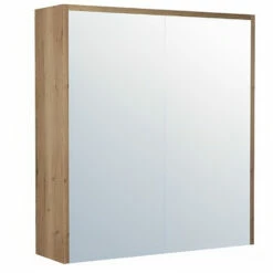 Delphi Craft 2-Door Mirrored Cabinet 650mm H X 600mm W - Oak