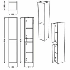 Delphi Craft Wall Hung 2-Door Tall Unit 300mm Wide - Oak/Clay
