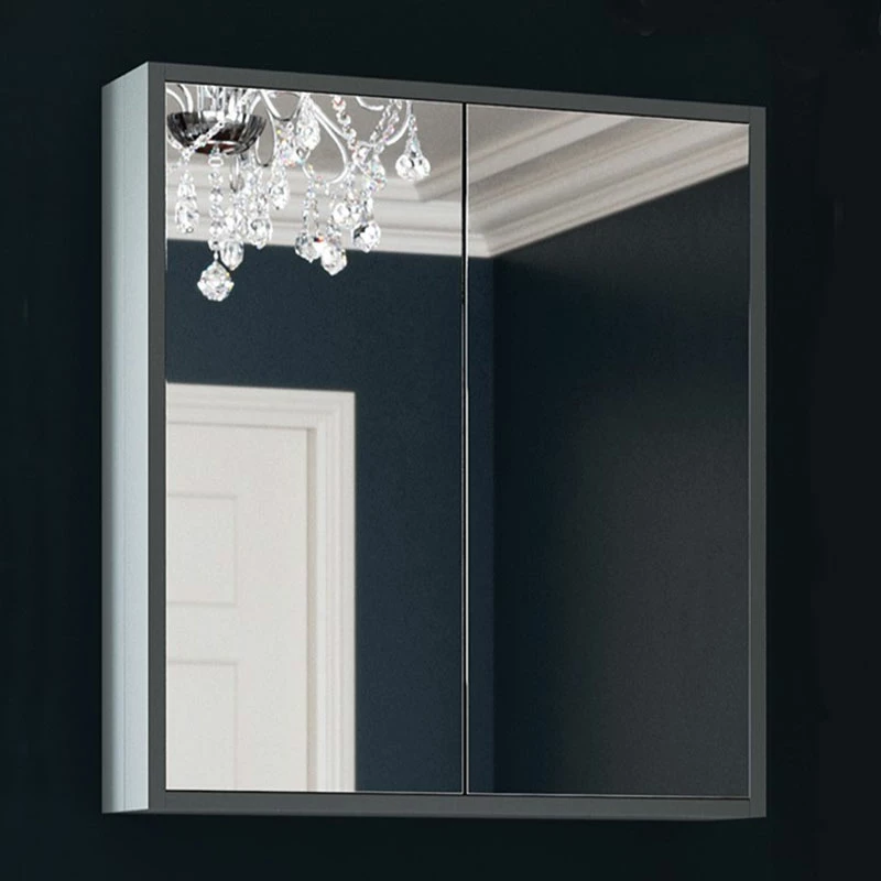 Delphi Henbury 2-Door Mirrored Bathroom Cabinet 800mm H X 800mm W - Grey 3 Delphi Henbury 2-Door Mirrored Bathroom Cabinet 800mm H X 800mm W - Grey