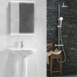 Delphi Virgo Alu Mirrored Bathroom Cabinet With Demister Pad And Shaver Socket 700mm H X 500mm W