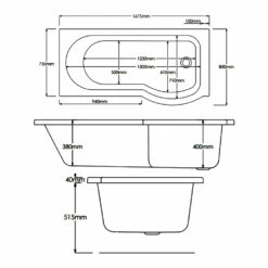 Delphi Zeya P-Shaped Standard Shower Bath 1675mm X 750/850mm - Left Handed 8 Delphi Zeya P-Shaped Standard Shower Bath 1675mm X 750/850mm - Left Handed -HEATANDPLUMB Sales delphi zeya bath sy zb17ls 1 1