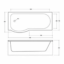 Delphi Zeya P-Shaped Standard Shower Bath 1700mm X 750/850mm - Left Handed 8 Delphi Zeya P-Shaped Standard Shower Bath 1700mm X 750/850mm - Left Handed -HEATANDPLUMB Sales delphi zeya bath sy zb18ls 1