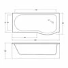 Delphi Zeya P-Shaped Standard Shower Bath 1700mm X 750/850mm - Right Handed 2 Delphi Zeya P-Shaped Standard Shower Bath 1700mm X 750/850mm - Right Handed -HEATANDPLUMB Sales delphi zeya bath sy zb18rs