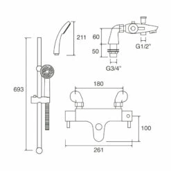 Deva Thermostatic Bath Shower Mixer With Slider Rail Kit - Chrome