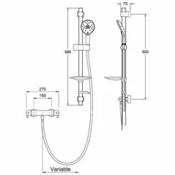 Deva Kaha Cool To Touch Bar Shower Valve With Shower Kit - Chrome