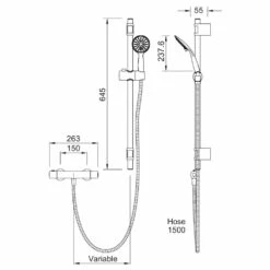 Deva Kestrel MK2 Cool To Touch Bar Shower Valve With Multi Mode Shower Kit - Chrome