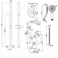 Deva Thermostatic Bath Shower Mixer With Satinjet Slider Rail Kit - Chrome