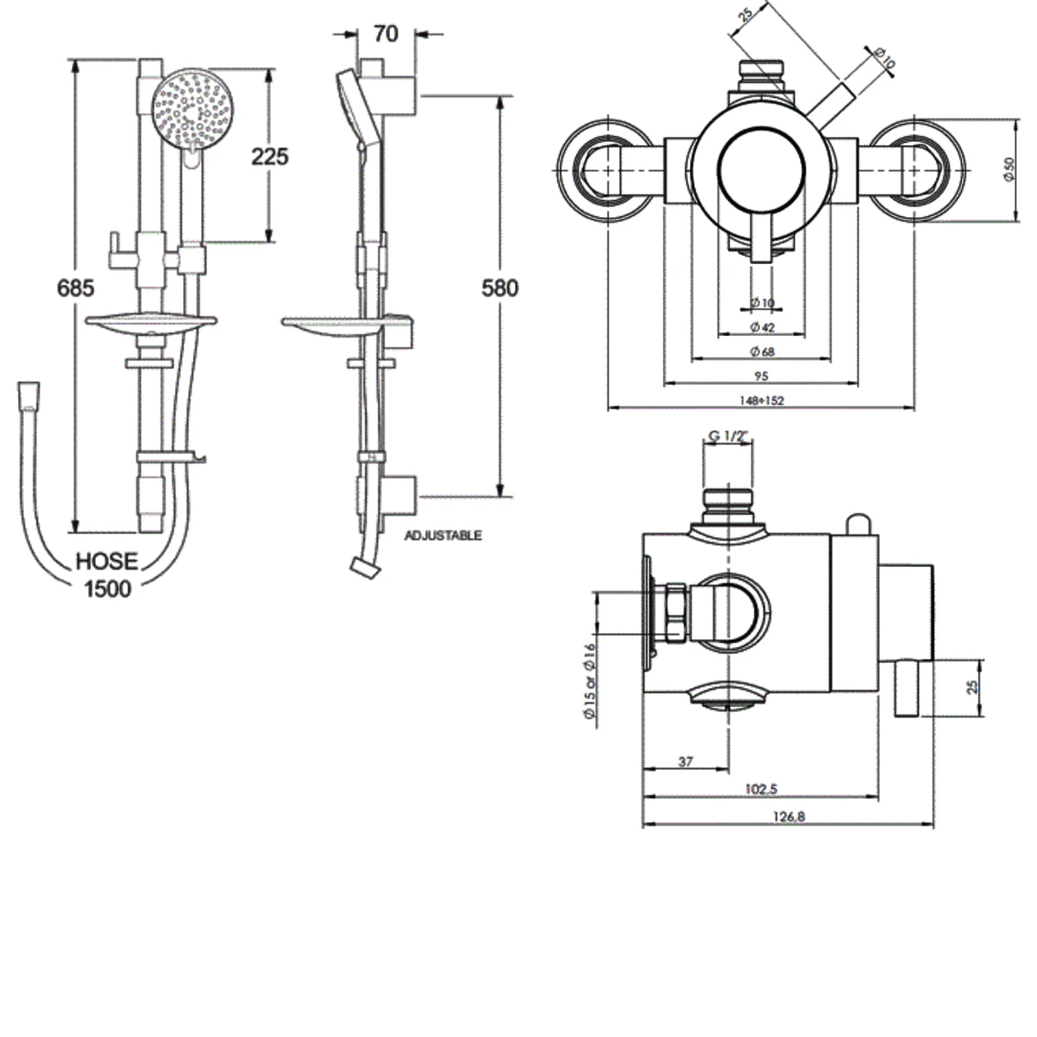 Deva Vision Exposed Concentric Shower With Shower Kit 3 Deva Vision Exposed Concentric Shower With Shower Kit