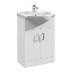 Duchy Alaska 2-Door Floor Standing Vanity Unit With Basin 550mm Wide - White