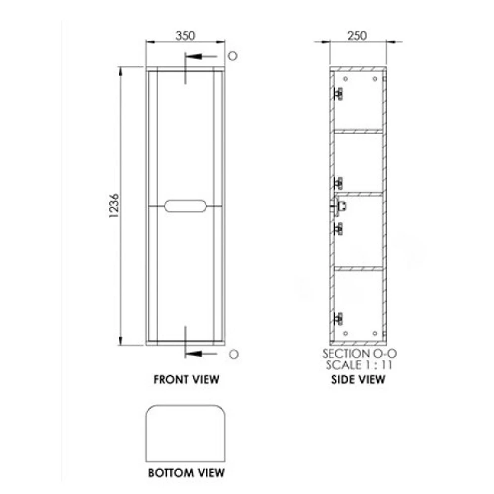 Duchy Colorado Wall Hung 2-Door Tall Unit 350mm Wide - Matt White 4 Duchy Colorado Wall Hung 2-Door Tall Unit 350mm Wide - Matt White - Image 2