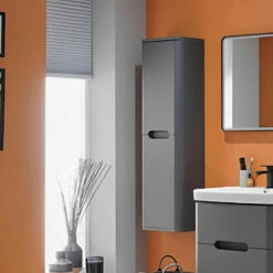 Duchy Colorado Wall Hung 2-Door Tall Unit 350mm Wide - Graphite Grey -HEATANDPLUMB Sales duchy colorado bathroom furniture ibecwh350 2