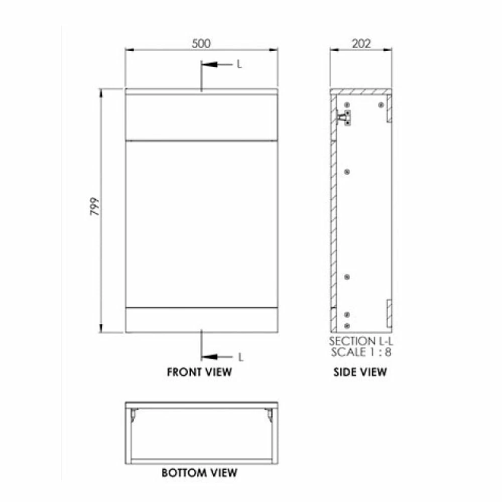 Duchy Dakota Back To Wall WC Unit 500mm Wide - Onyx Grey 3 Duchy Dakota Back To Wall WC Unit 500mm Wide - Onyx Grey