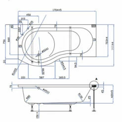 Duchy Hampstead Complete P-Shaped Shower Bath 1700mm X 703mm/900mm Left Handed -HEATANDPLUMB Sales duchy hampstead bath ebp003 1
