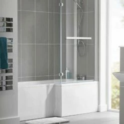 Duchy Kensington L-Shaped Shower Bath With Front Panel And Screen 1800mm X 700mm/850mm RH