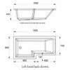 Duchy Kensington L-Shaped Shower Bath With Front Panel And Screen 1500mm X 700mm/850mm RH
