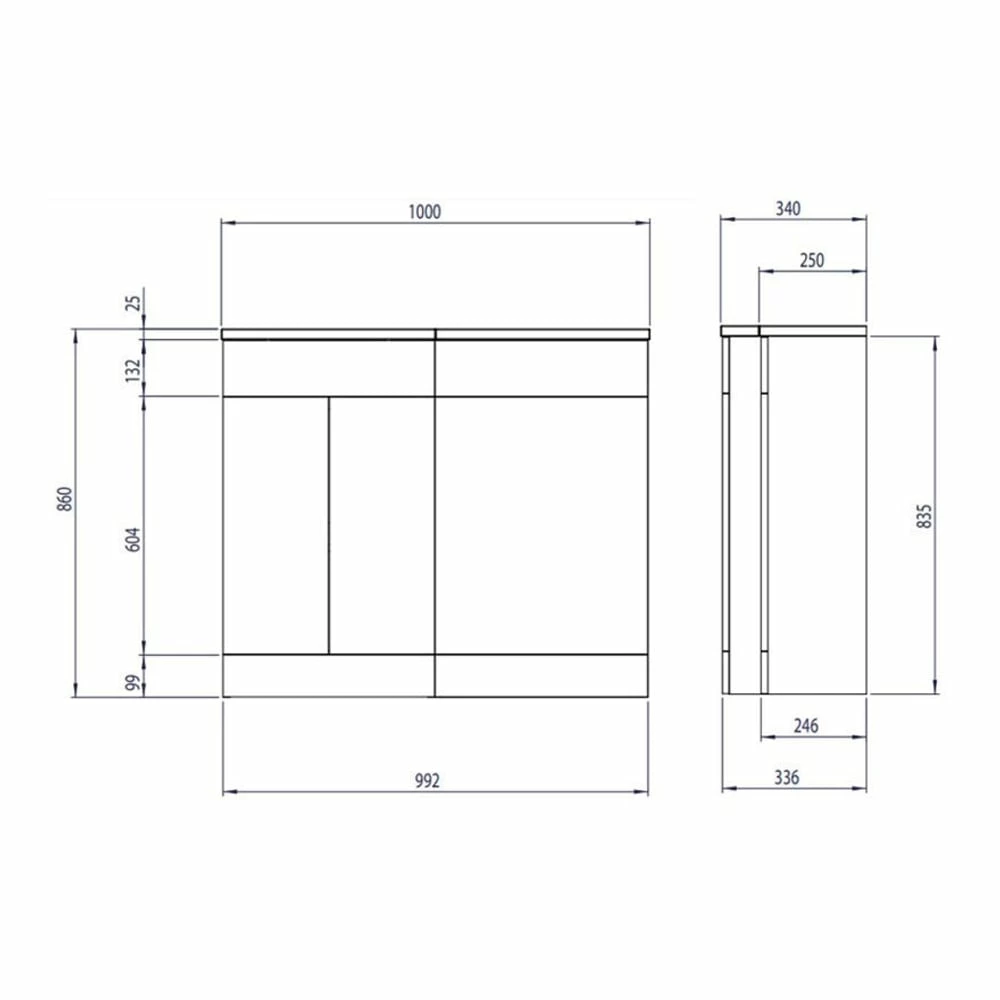 Duchy Montana RH Combination Unit With L Shape Basin 1000mm Wide - Gloss White 4 Duchy Montana RH Combination Unit With L Shape Basin 1000mm Wide - Gloss White - Image 2