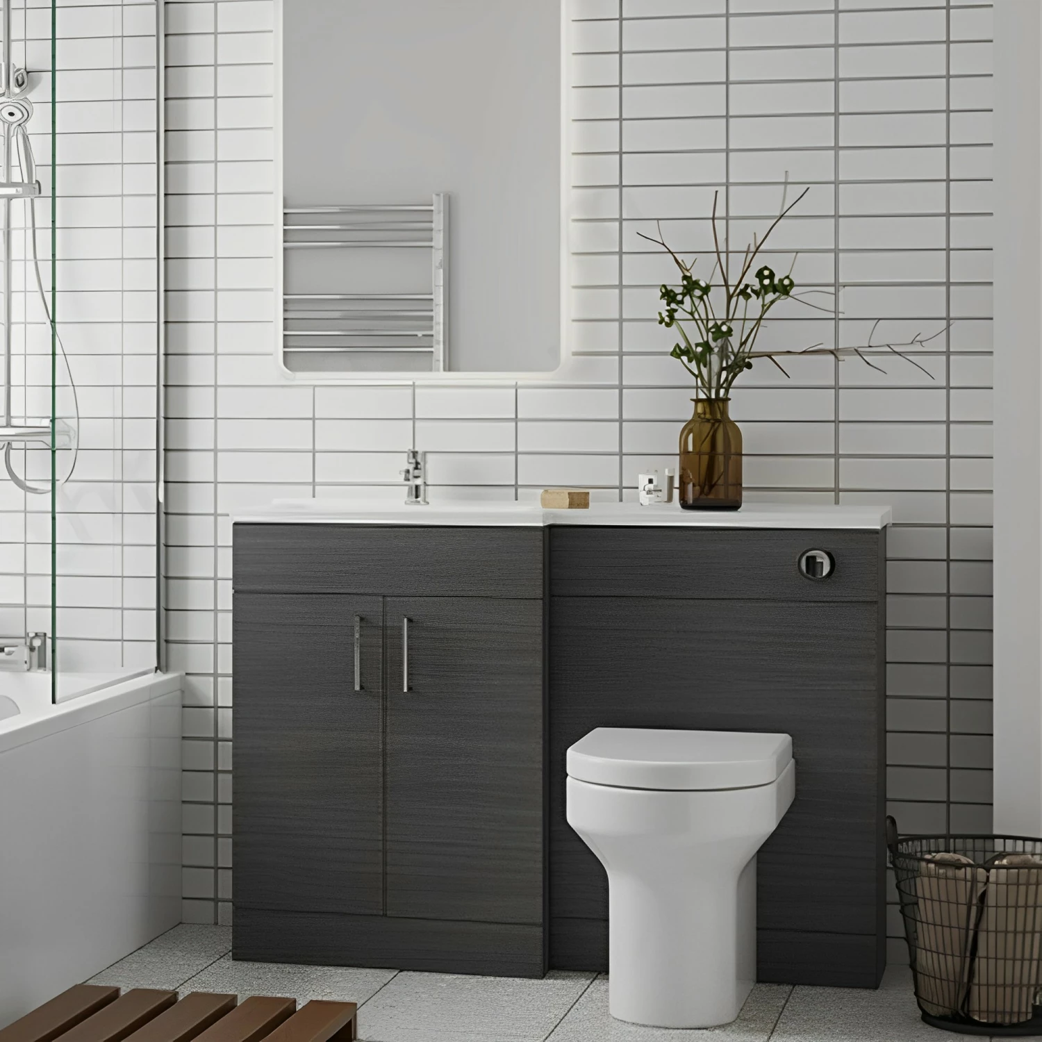 Duchy Montana LH Combination Unit With L Shape Basin 1100mm Wide - Urban Grey 3 Duchy Montana LH Combination Unit With L Shape Basin 1100mm Wide - Urban Grey
