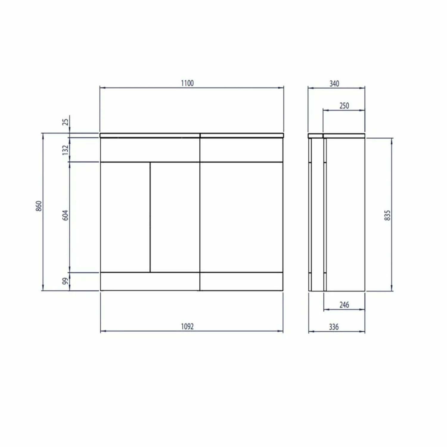 Duchy Montana RH Combination Unit With L Shape Basin 1100mm Wide - Gloss White 4 Duchy Montana RH Combination Unit With L Shape Basin 1100mm Wide - Gloss White - Image 2